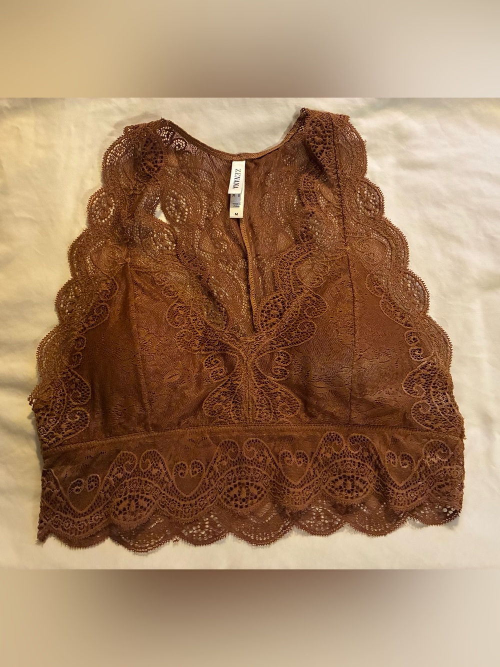 Zenana Outfitters Brown (rust) Lace Cropped Camisole